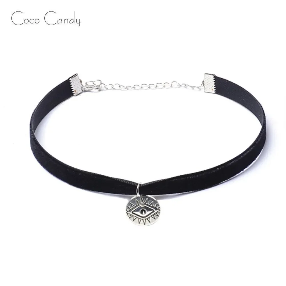 🆕Silver Evil Eye Pendant Choker Necklace